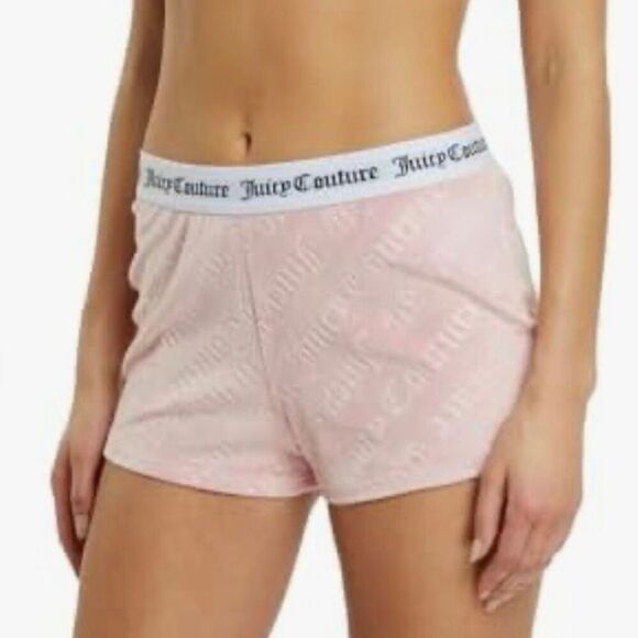 Juicy Couture Women's Pink Velour Sleep Shorts XL Graphic Print - Picture 1 of 8